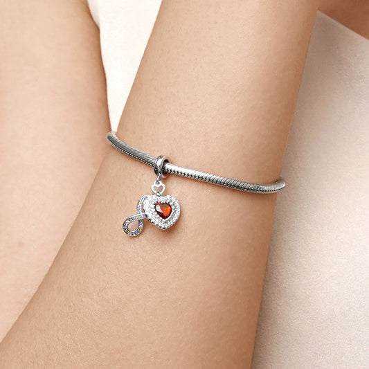 Gnoce Sparkling Infinite Love Heart Charm Platinum-plated Silver Blend_8
