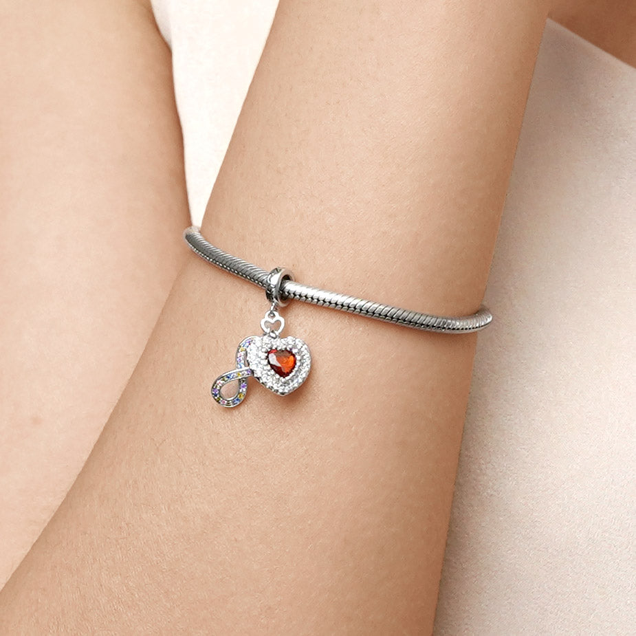 Gnoce Sparkling Infinite Love Heart Charm Platinum-plated Silver Blend_8