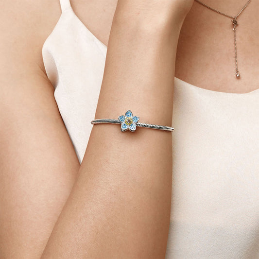 Gnoce Blooming Forget-Me-Not Flower Charm Platinum-plated Silver Blend_5