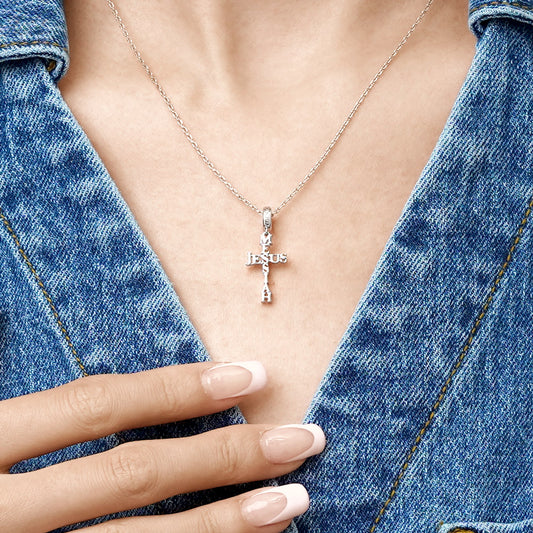 Gnoce "Messiah Jesus" Cross Charm Platinum-plated Silver Blend_6