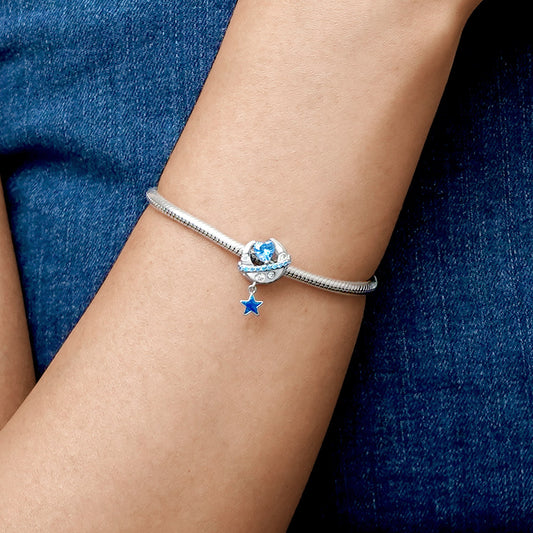 Gnoce Starry Night Moon Star Charm Platinum-plated Silver Blend_5