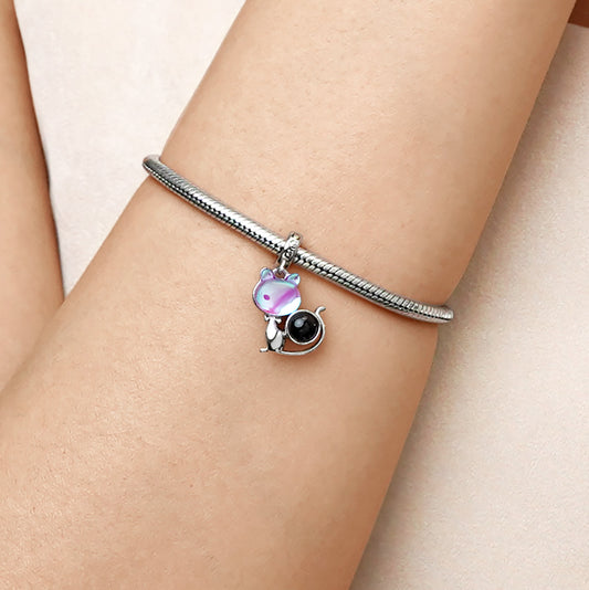 Gnoce Projection Pet Cat Personalized Photo Charm Platinum-plated Silver Blend_7