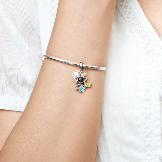 Gnoce Projection Stars Cluster Photo Charm Platinum-plated Silver Blend_8