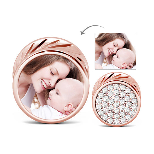 Gnoce Personalized Rose Round Shape Photo Charm_2