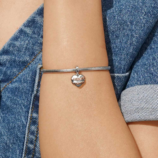 Gnoce Engravable Heart Ribbon Charm Platinum-plated Silver Blend_6