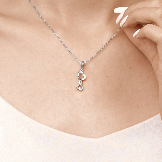 Gnoce Engravable Infinite Love Heart Charm Platinum-plated Silver Blend_6