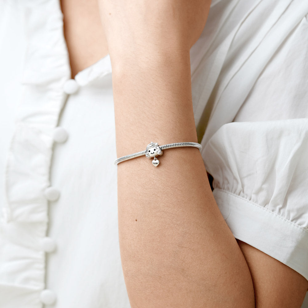 Gnoce Love Little Girl Engravable Charm Platinum-plated Silver Blend_5