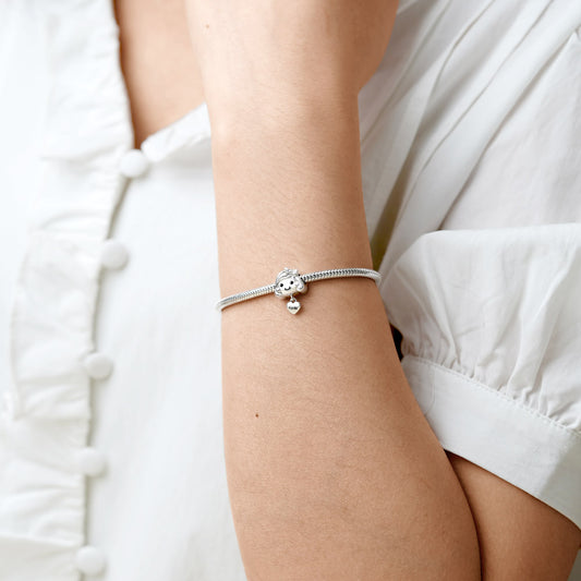 Gnoce Love Little Girl Engravable Charm Platinum-plated Silver Blend_5