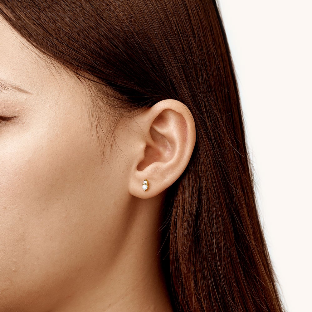 Gnoce Two Round Stone Stud Earrings_5