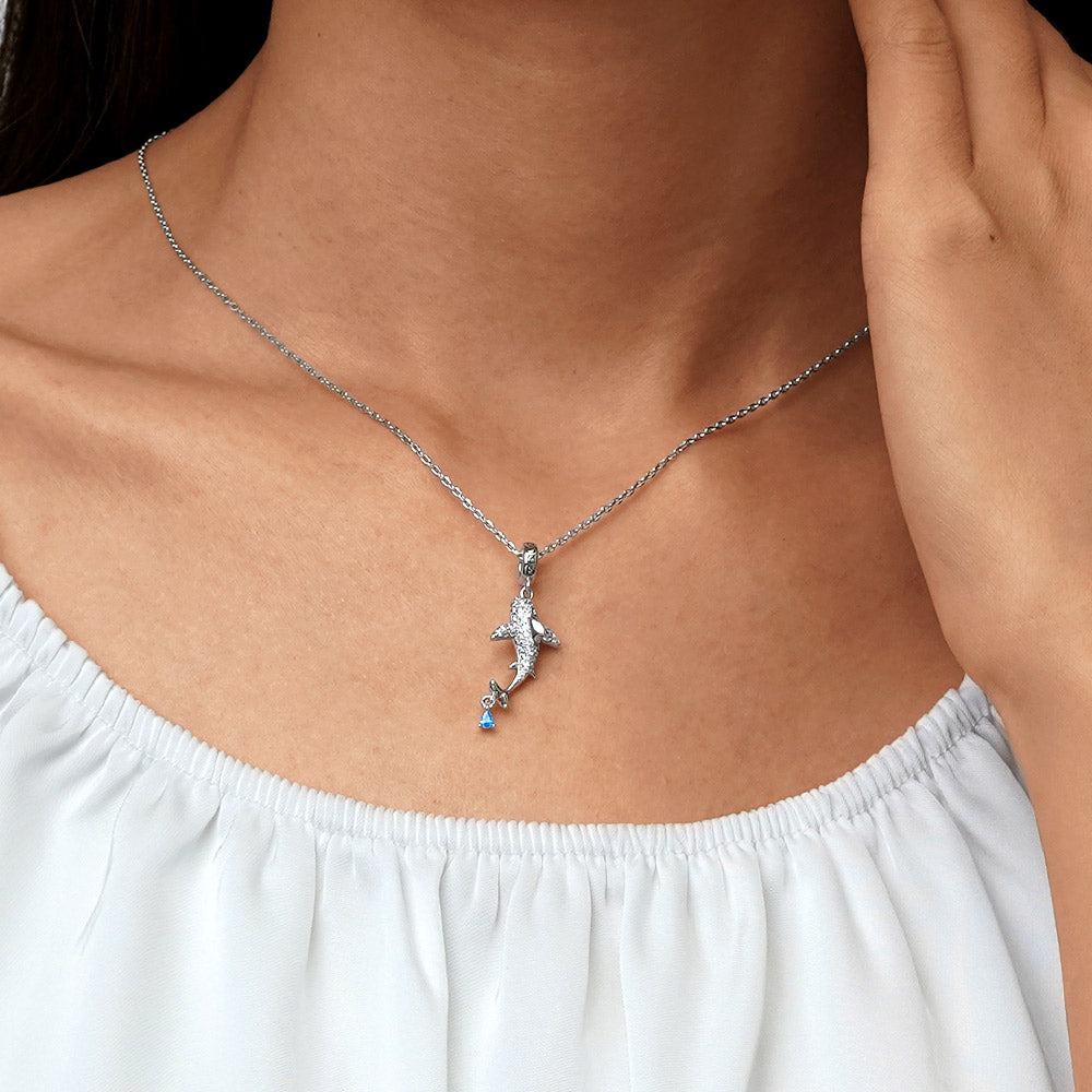 Gnoce Sparkling Shark Charm Platinum-plated Silver Blend_7