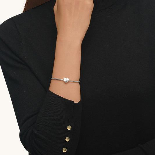 Gnoce Heart Engravable Charm Platinum-plated Silver Blend_6