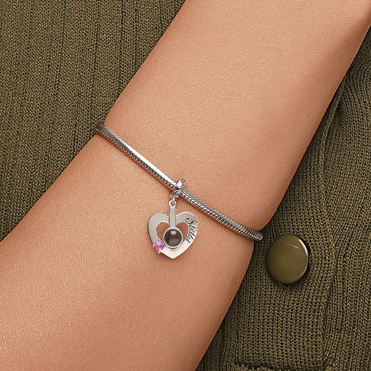 Gnoce Birthstone Heart Engravable Projection Photo Pendant Dangle Charm_4