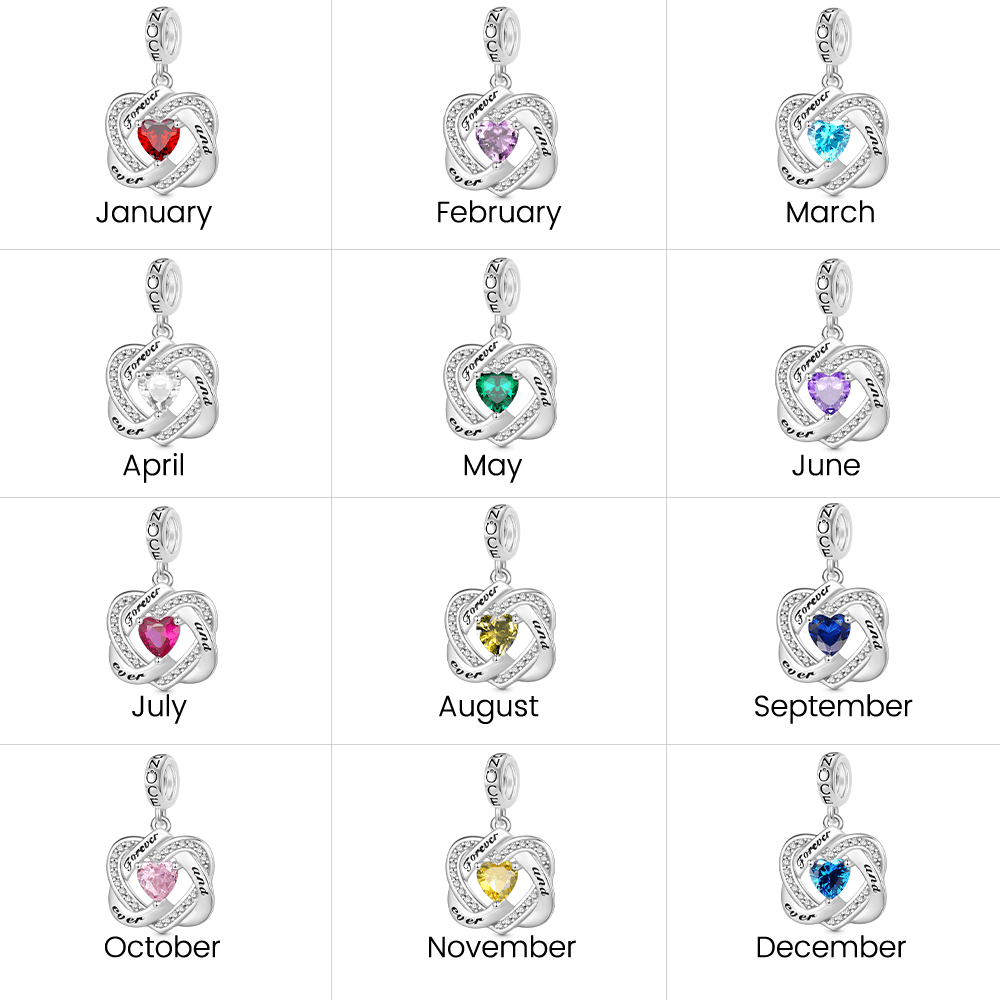 Gnoce "Forever and ever" Love Heart Birthstone Pendant Dangle Charm_7