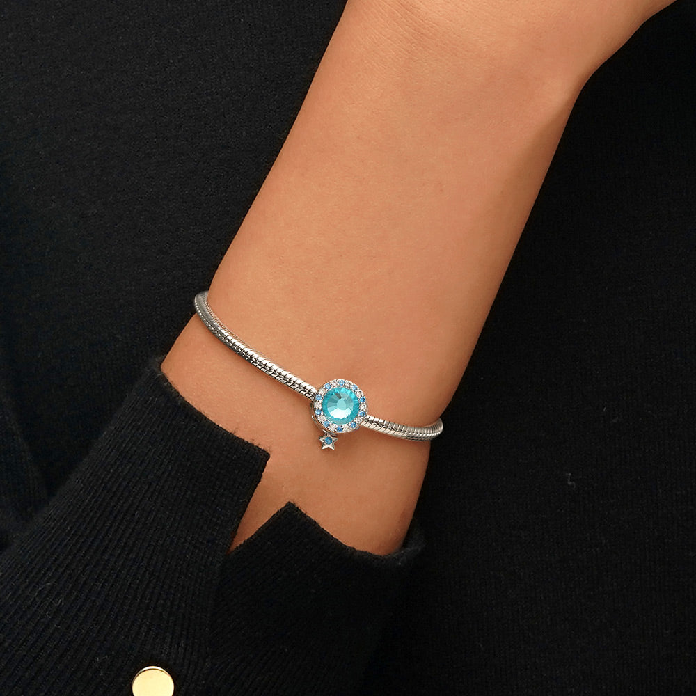 Gnoce Blue Sky Star & Moon Charm Platinum-plated Silver Blend_5