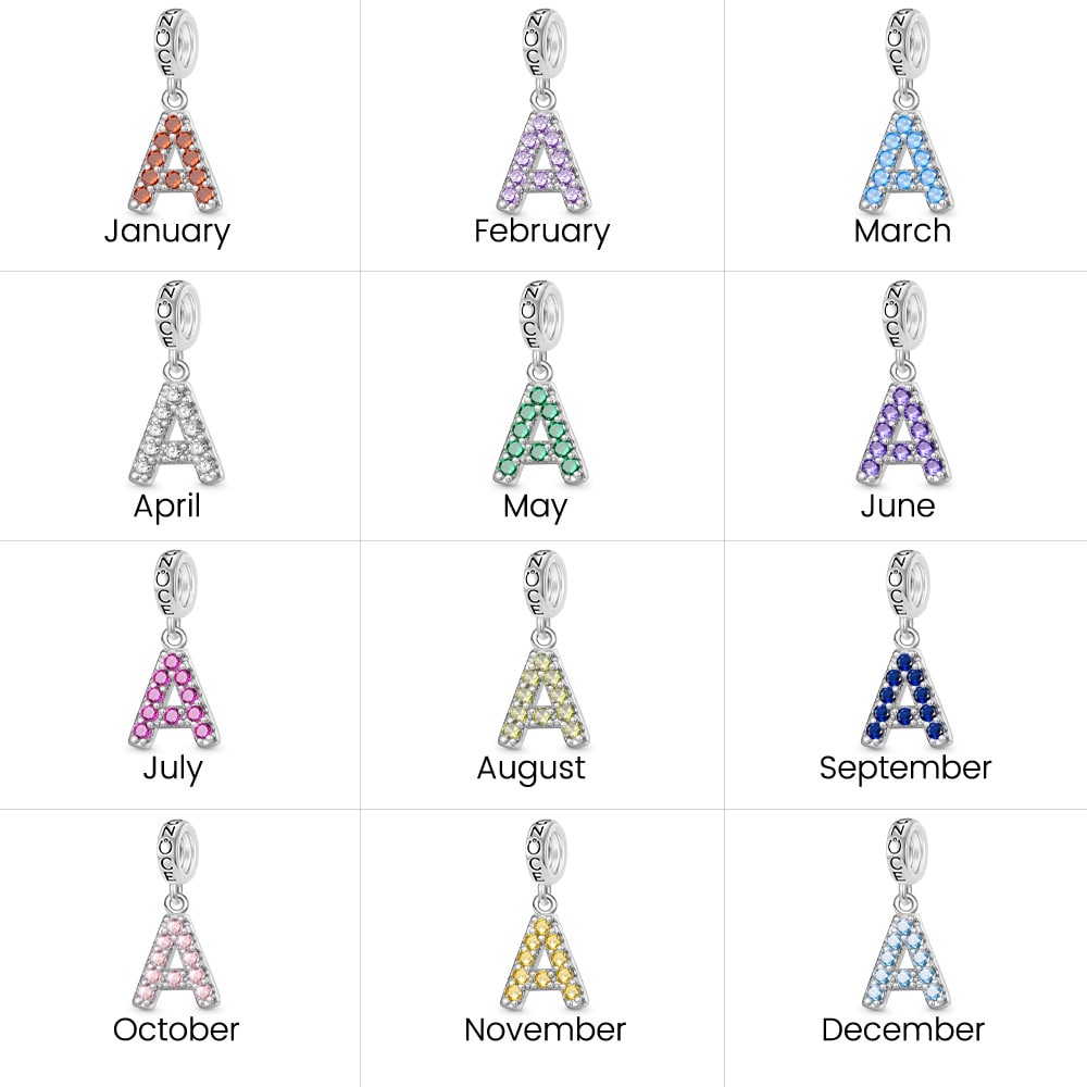 Gnoce Engravable Initial Birthstone Gift Pendant Dangle Charm_7