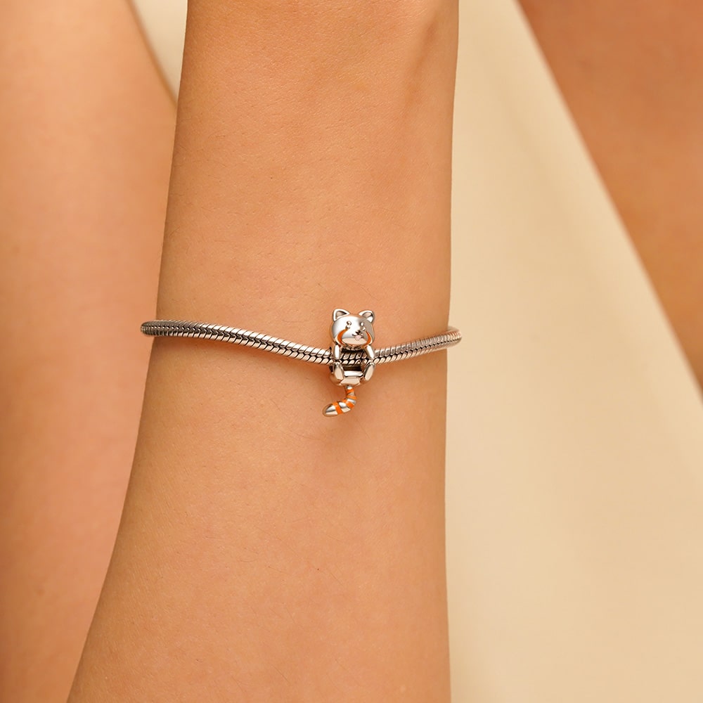 Gnoce Cute Red Panda Charm Platinum-plated Silver Blend_5