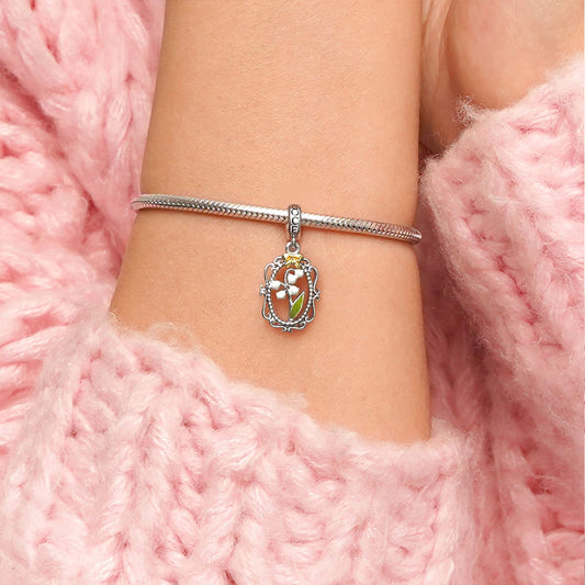 Gnoce Lily Of The Valley Flowers Charm Platinum-plated Silver Blend_7