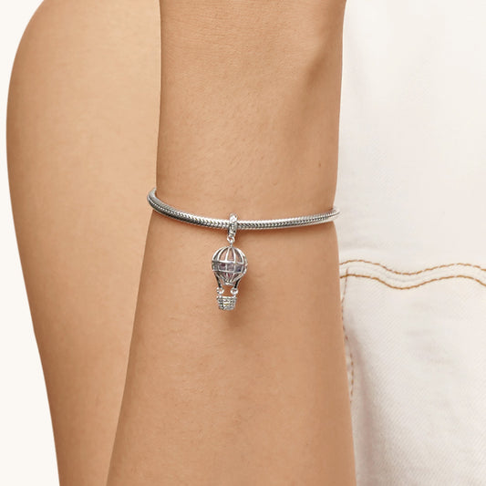 Gnoce Hot Air Balloon Travel Charm Platinum-plated Silver Blend_5