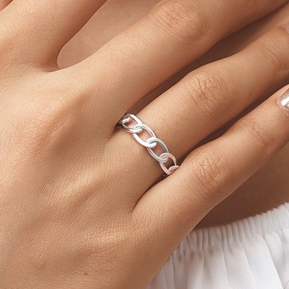 Gnoce Iconic Twist Silver Band Ring Platinum-plated Silver Blend_5