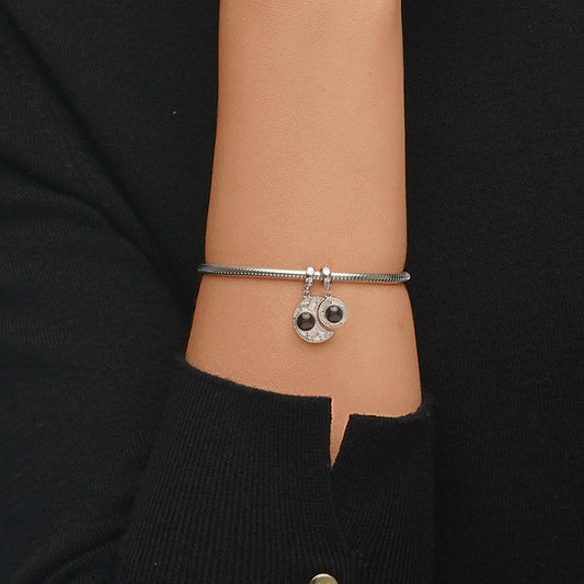 Gnoce Projection Moon Star Personalized Photo Charm Platinum-plated Silver Blend_6