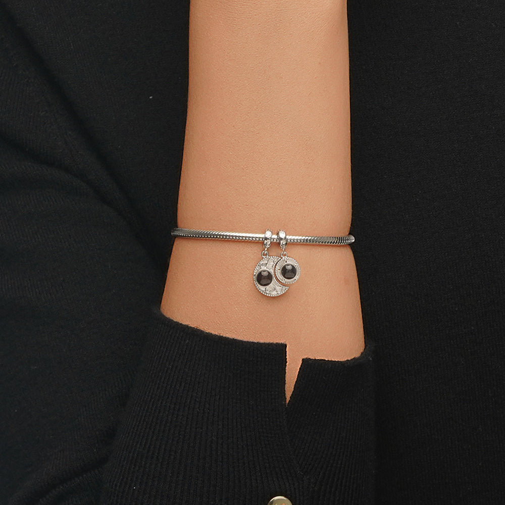Gnoce Projection Moon Star Personalized Photo Charm Platinum-plated Silver Blend_6