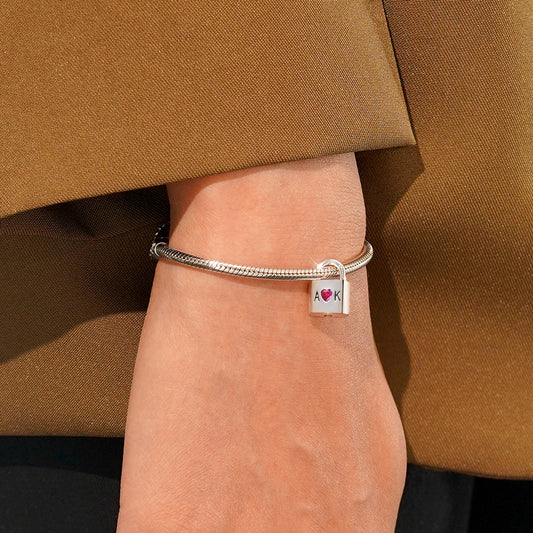 Gnoce Personalized Initial Letter Openable Silver Lock Charm_6