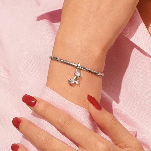 Gnoce Dumbbell Love Charm Platinum-plated Silver Blend_5