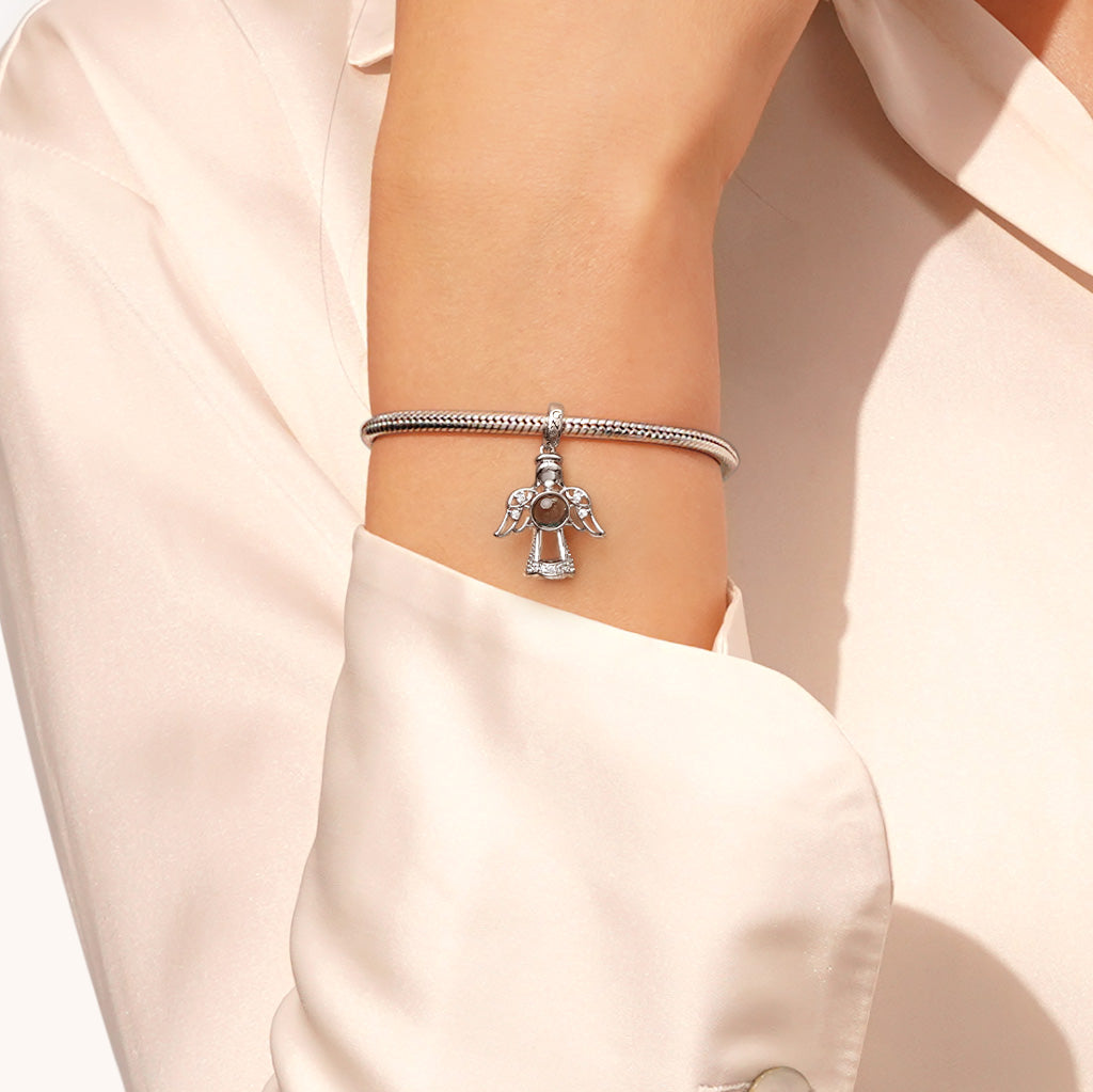 Gnoce Angel Projection Personalized Photo Charm Platinum-plated Silver Blend_5
