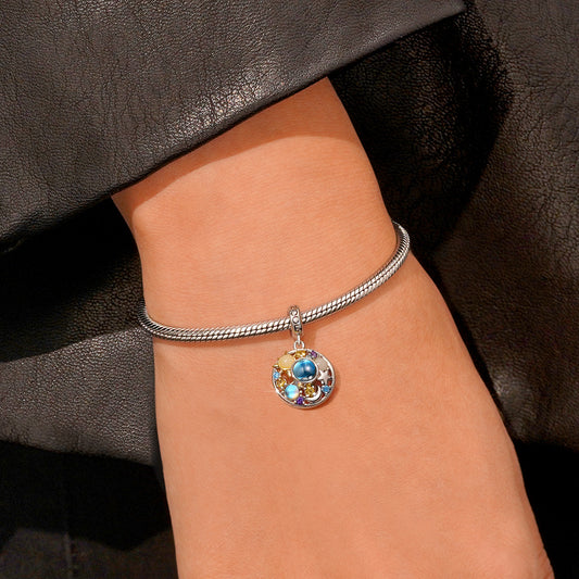Gnoce Projection Star Moon Glow-in-the-Dark Charm Platinum-plated Silver Blend_5