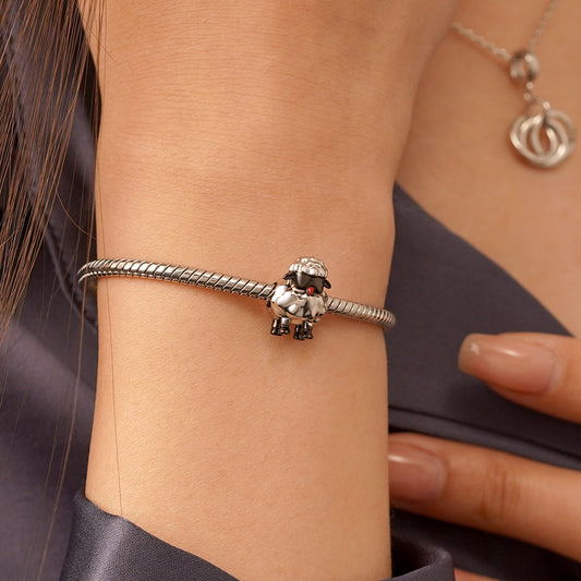 Gnoce Black-faced Sheep Charm Platinum-plated Silver Blend_5