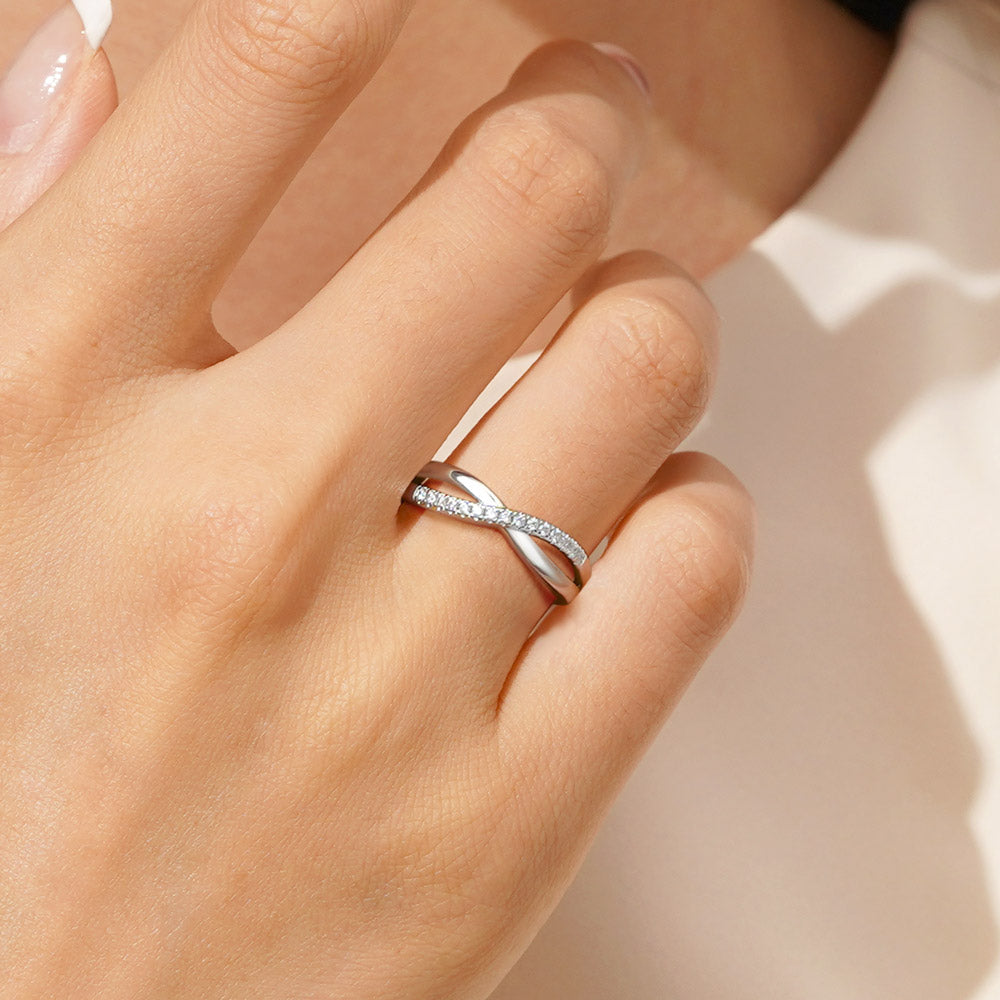 Gnoce Infinite Love Band Ring Platinum-plated Silver Blend_5