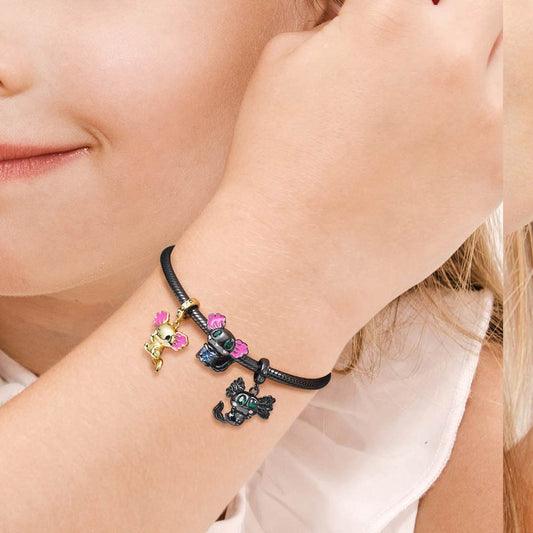 Mexican Axolotl Embraces Heart Gemstone Charm Bead Sterling Silver Black Plated_4