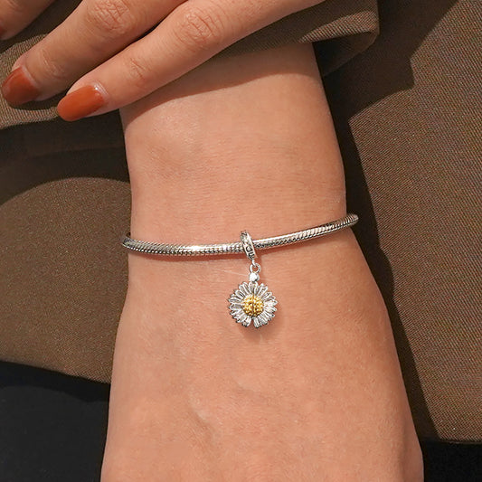 Gnoce Openable Sunflower Engravable Charm Platinum-plated Silver Blend_7