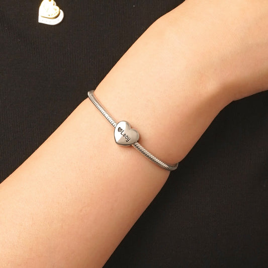 Gnoce Heart Engravable Charm Platinum-plated Silver Blend_6