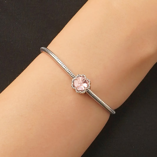 Gnoce Lucky Pink Four-leaf Clover Charm Platinum-plated Silver Blend_5