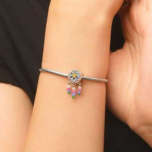 Gnoce Rainbow Dream Catcher Personalized Photo Charm Platinum-plated Silver Blend_5