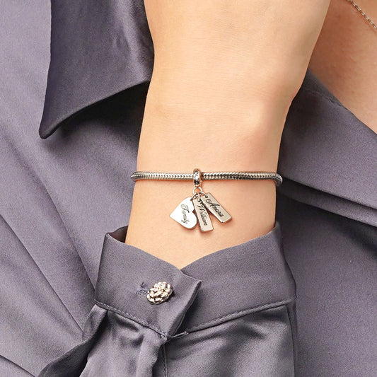 Gnoce Heart Engravable Triple Charm Platinum-plated Silver Blend_7