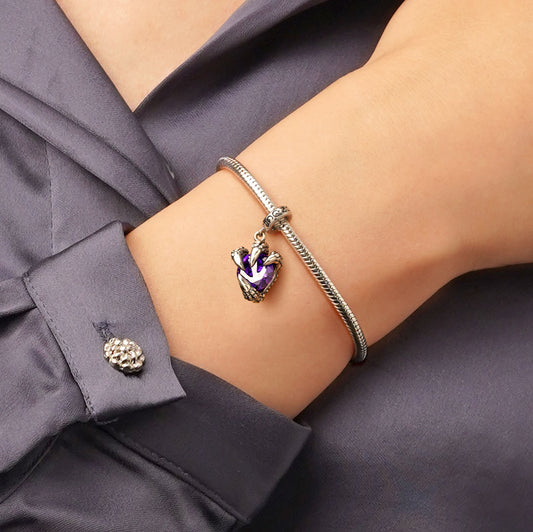 Gnoce Dragon Claw Birthstone Charm Platinum-plated Silver Blend_6