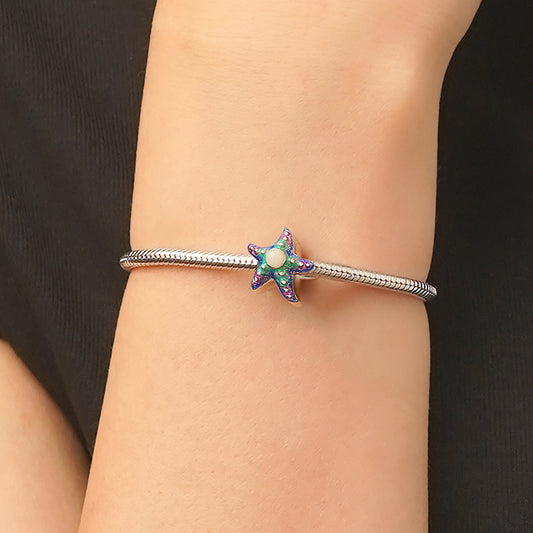 Gnoce Summer Ocean Glow-in-the-Dark Starfish Charm Platinum-plated Silver Blend_5