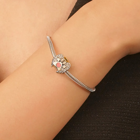 Gnoce Engravable Wings of Love Charm Platinum-plated Silver Blend_6