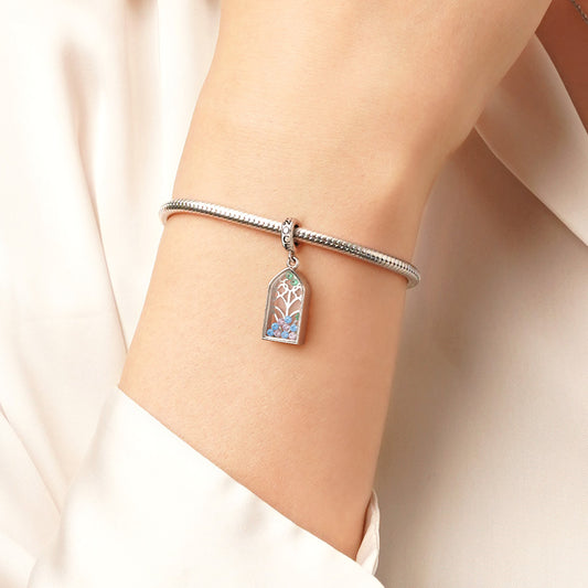 Gnoce Flower Window Charm Platinum-plated Silver Blend_6