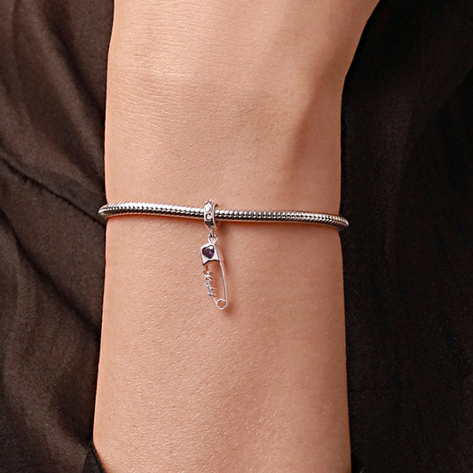 Gnoce Engravable Pin Birthstone Charm Platinum-plated Silver Blend_7