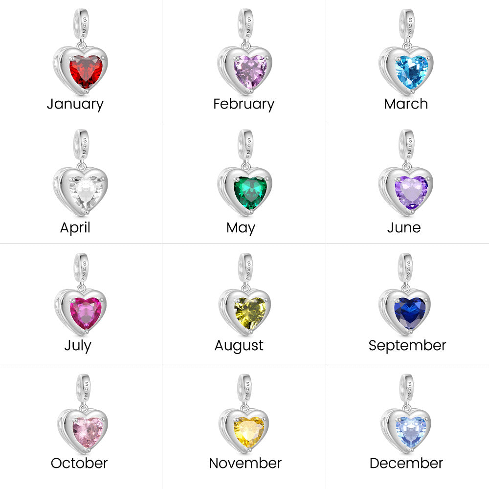 Gnoce Infinite Love Heart Engravable Birthstone Charm Platinum-plated Silver Blend_7