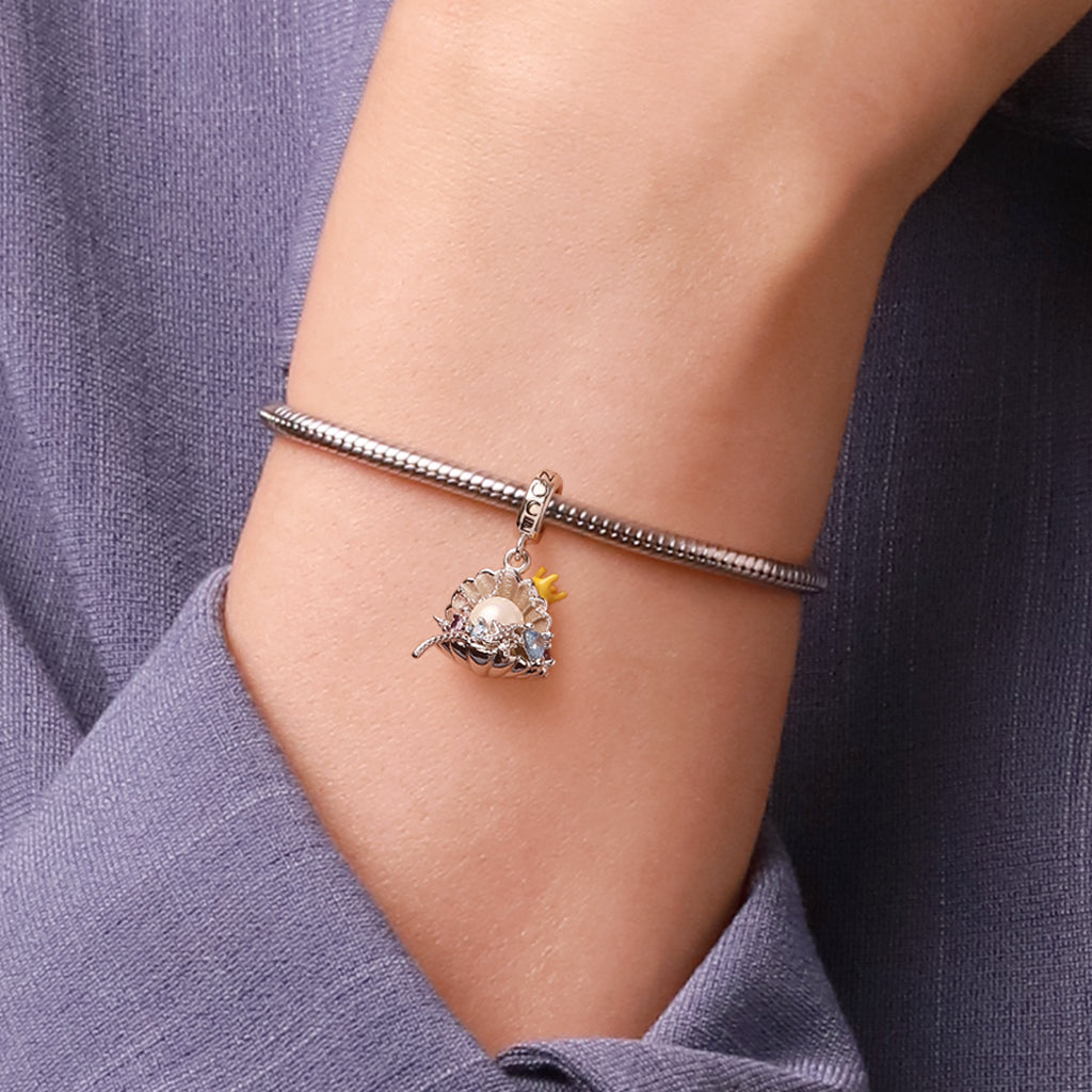 Gnoce Undersea Treasure Pearl Shell Charm Platinum-plated Silver Blend_6