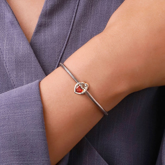 Gnoce Engravable Birthstone Hug Love Charm Platinum-plated Silver Blend_6