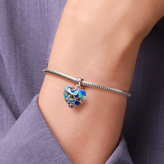 Gnoce Heart Solar System Neptune Charm Platinum-plated Silver Blend_8