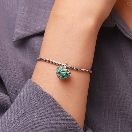 Gnoce Heart Solar System Uranus Charm Platinum-plated Silver Blend_8