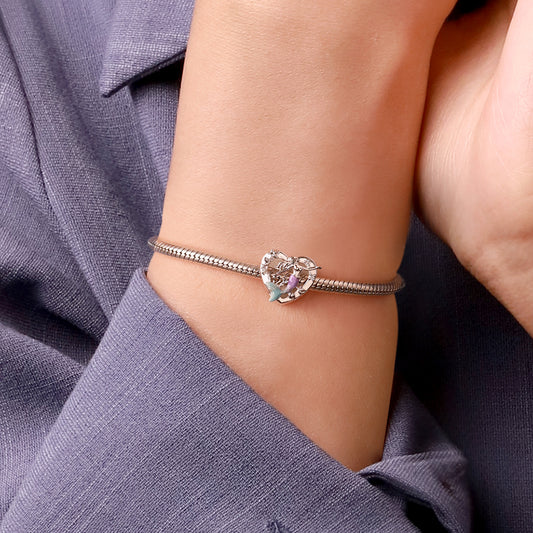 Gnoce Ocean Mermaid Mood Heart Charm Platinum-plated Silver Blend_5