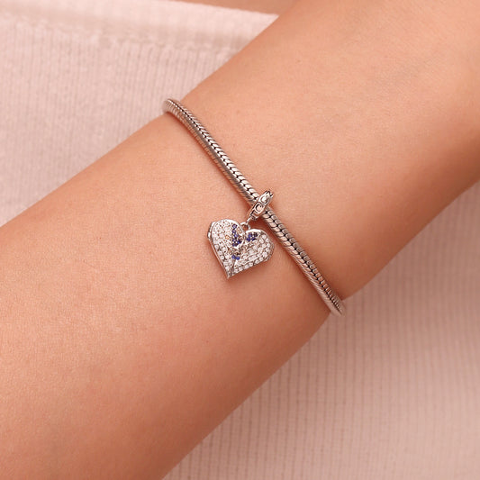 Gnoce Openable Heart Wings Engravable Charm Platinum-plated Silver Blend_7