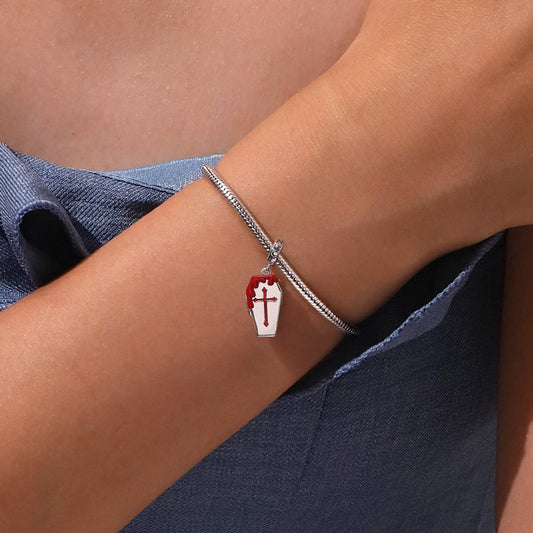 Gnoce Openable Bleeding Coffin Halloween Charm Platinum-plated Silver Blend_7